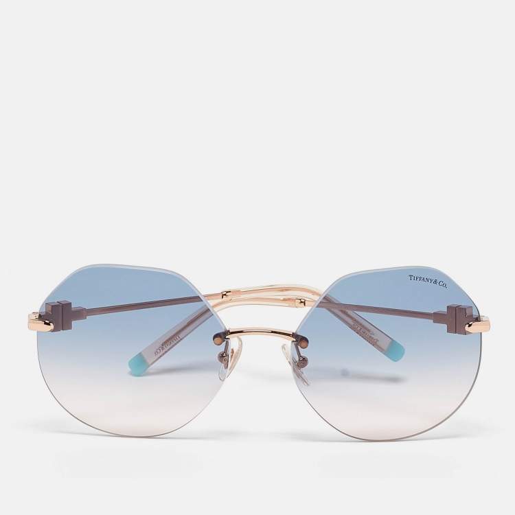 Pre Owned Tiffany & Co. Blue Gradient TF3077 Hexagonal Frame Round Sunglasses