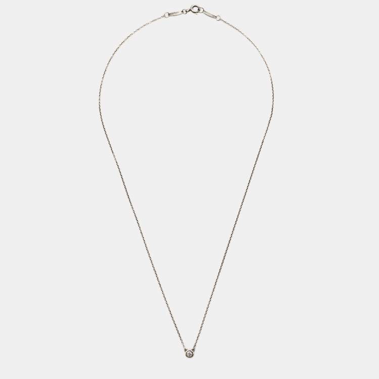 Pre Owned Tiffany & Co. Elsa Peretti Diamond By the Yard Sterling Silver Necklace