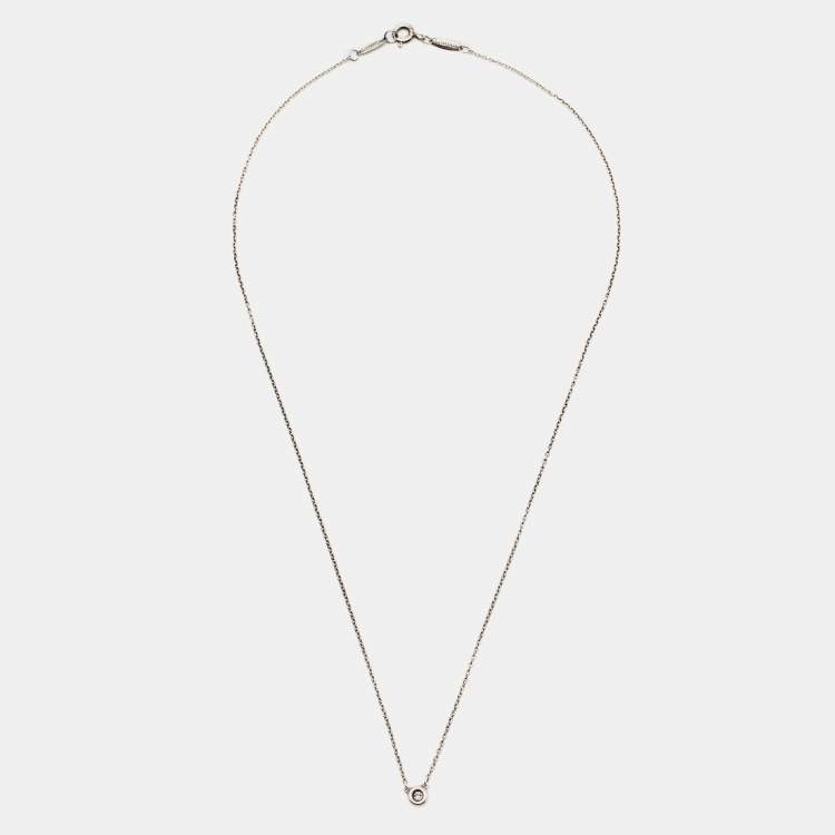 Pre Owned Tiffany & Co. Elsa Peretti Diamond By the Yard Sterling Silver Necklace