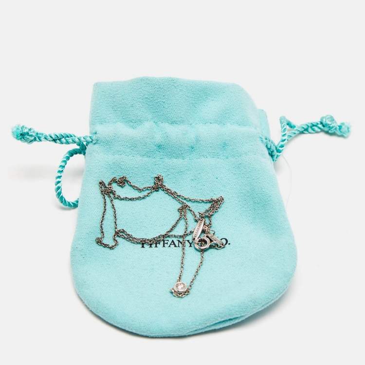 Pre Owned Tiffany & Co. Elsa Peretti Diamond By the Yard Sterling Silver Necklace