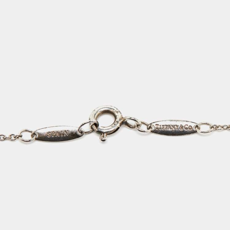 Pre Owned Tiffany & Co. Elsa Peretti Diamond By the Yard Sterling Silver Necklace