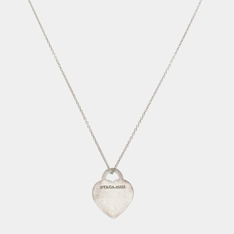 Pre Owned Tiffany & Co. Return To Tiffany Sterling Silver Heart Tag Pendant Necklace