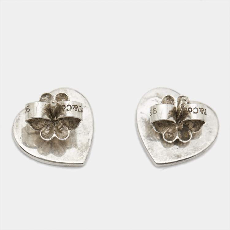 Pre Owned Tiffany & Co. Heart Tag Return to Tiffany Sterling Silver Stud Earrings