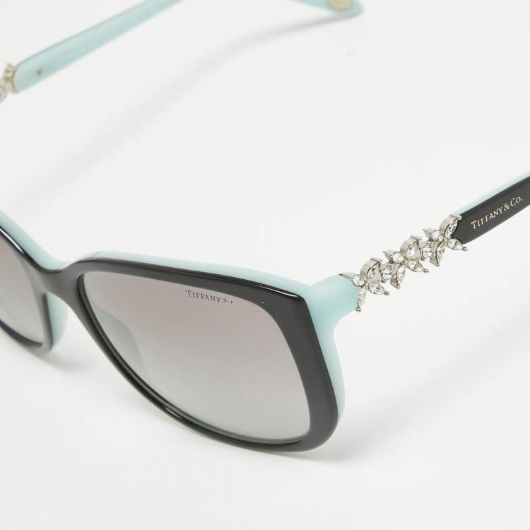 Pre Owned Tiffany & Co. Black Gradient TF 4090-B Crystal Embellished Square Sunglasses