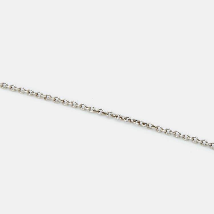 Pre Owned Tiffany & Co. Return To Tiffany Blue Enamel Double Heart Tag Sterling Silver Pendant Necklace