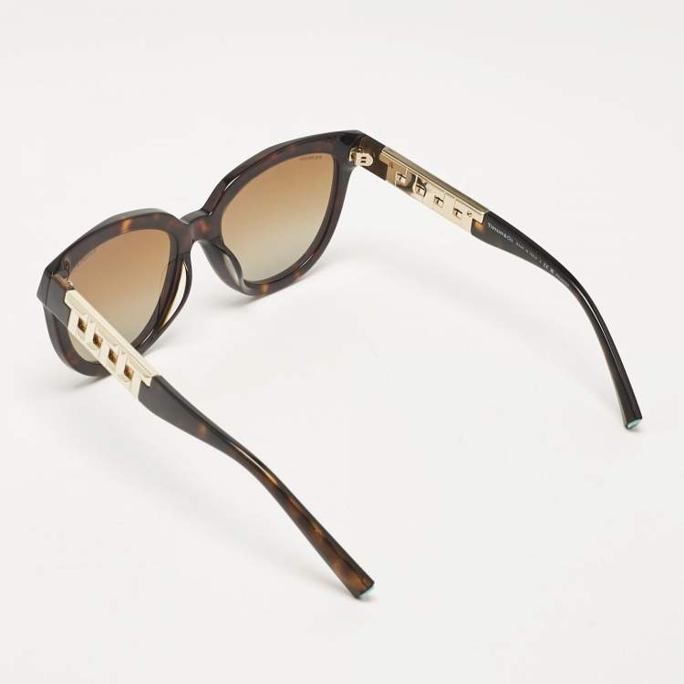 Pre Owned Tiffany & Co. Brown  Tortoise TF4215-F Cat Eye Sunglasses
