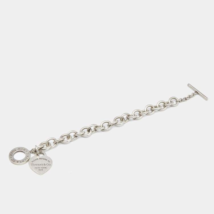 Pre Owned Tiffany & Co. Return To Tiffany Heart Tag Sterling Silver Toggle Bracelet