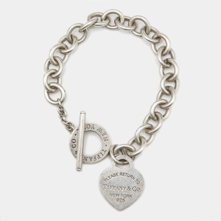 Pre Owned Tiffany & Co. Return To Tiffany Heart Tag Sterling Silver Toggle Bracelet