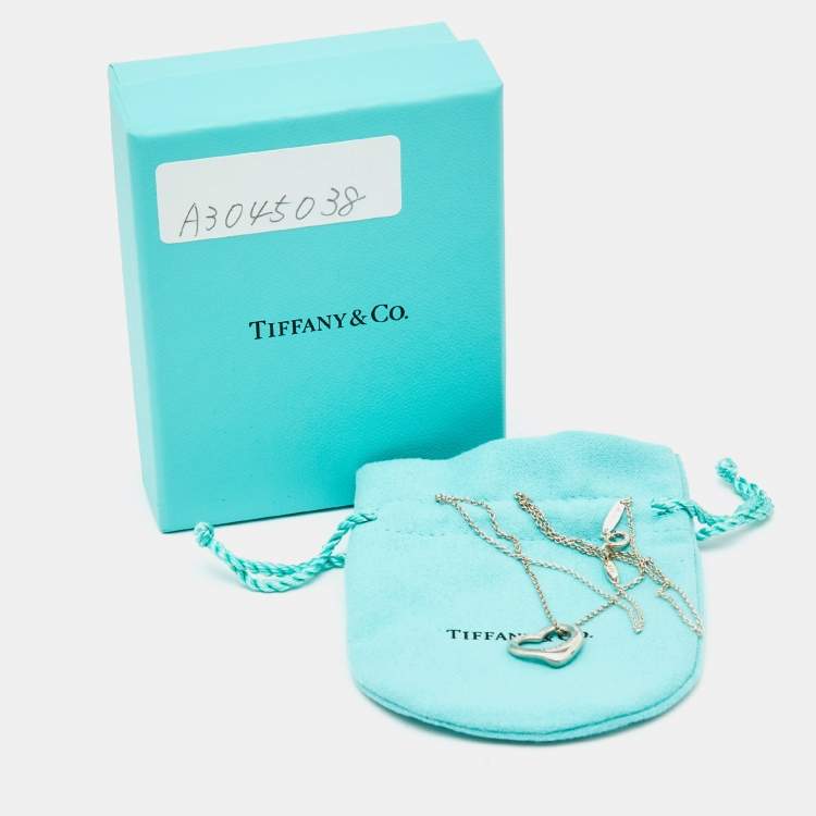 Pre Owned Tiffany & Co. Elsa Peretti Open Heart Sterling Silver Pendant Necklace