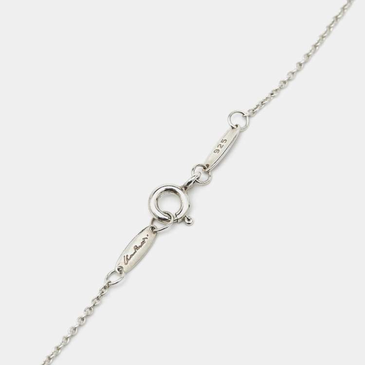 Pre Owned Tiffany & Co. Elsa Peretti Open Heart Sterling Silver Pendant Necklace
