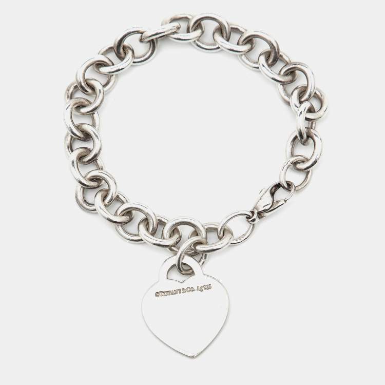 Pre Owned Tiffany & Co. Return to Tiffany Sterling Silver Heart Tag Bracelet