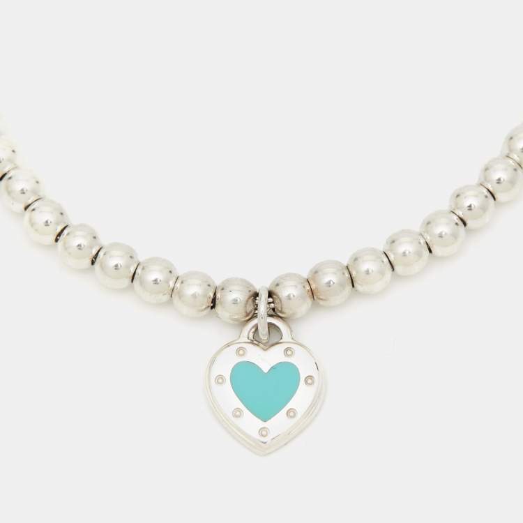 Pre Owned Tiffany & Co. Return To Tiffany Love Enamel Sterling Silver Bead Bracelet