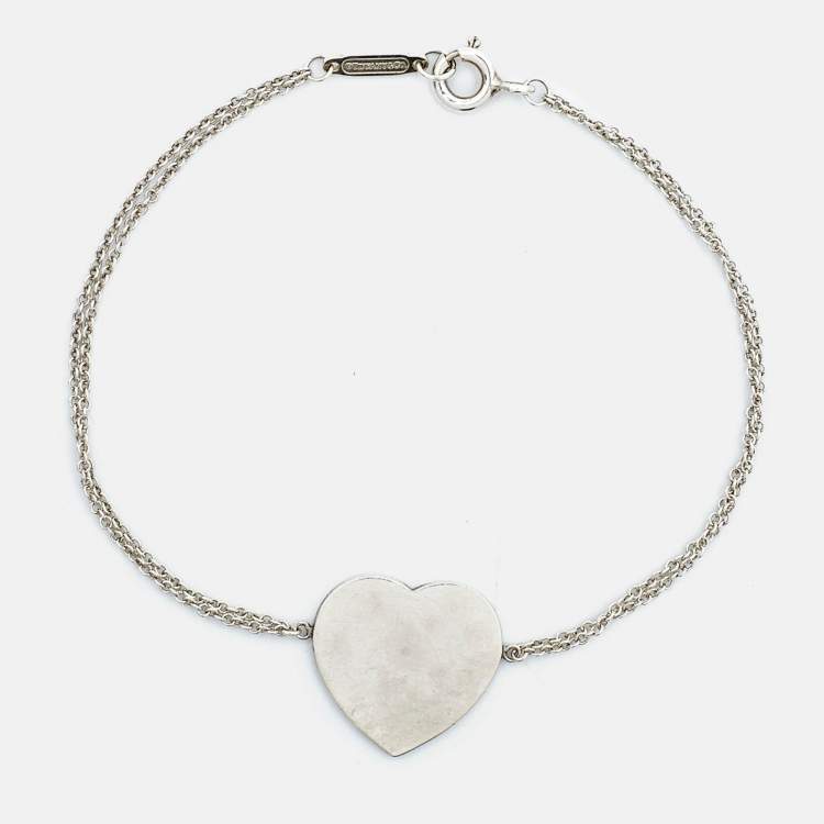 Pre Owned Tiffany & Co. Return To Tiffany Sterling Silver Heart Tag Bracelet