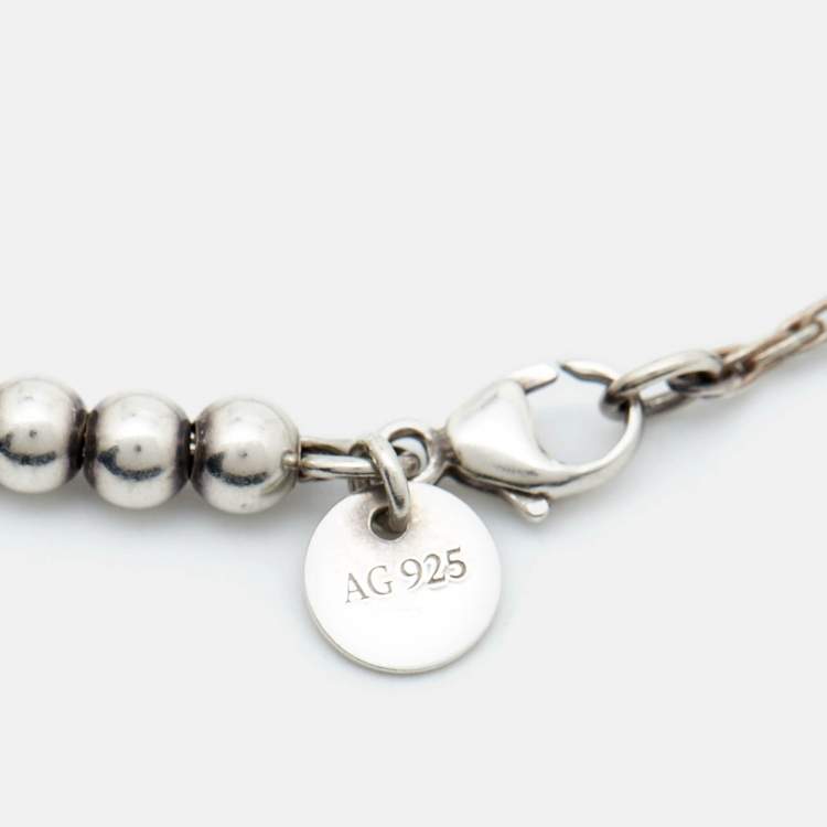 Pre Owned Tiffany & Co. Return to Tiffany Heart Tag Sterling Silver Bead Bracelet
