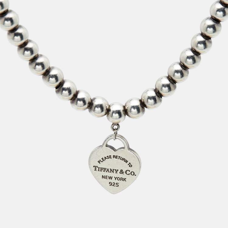 Pre Owned Tiffany & Co. Return to Tiffany Heart Tag Sterling Silver Bead Bracelet