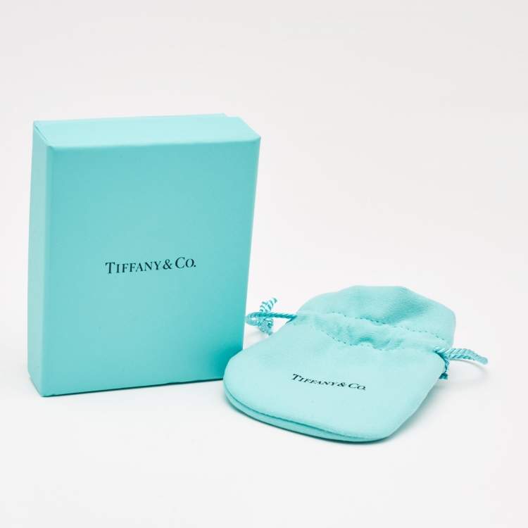 Pre Owned Tiffany & Co. Love Tiffany Blue® Enamle Heart Sterling Silver Stud Earrings