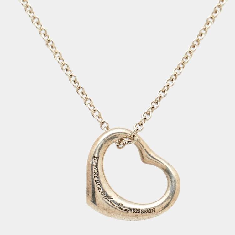 Pre Owned Tiffany & Co. Elsa Peretti Open Heart Sterling Silver Necklace