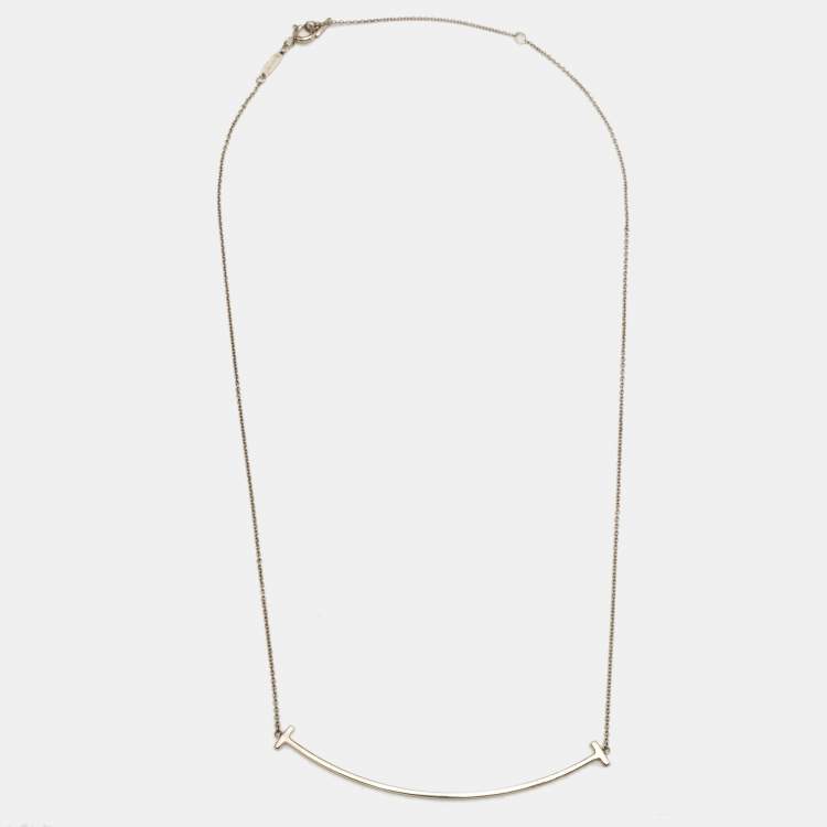 Pre Owned Tiffany & Co. T Smile Sterling Silver Large Necklace