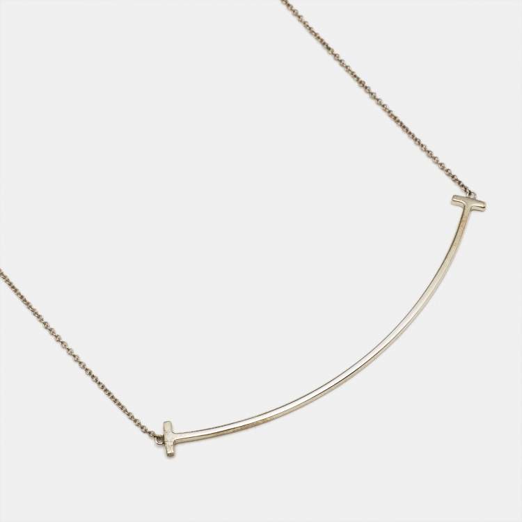 Pre Owned Tiffany & Co. T Smile Sterling Silver Large Necklace
