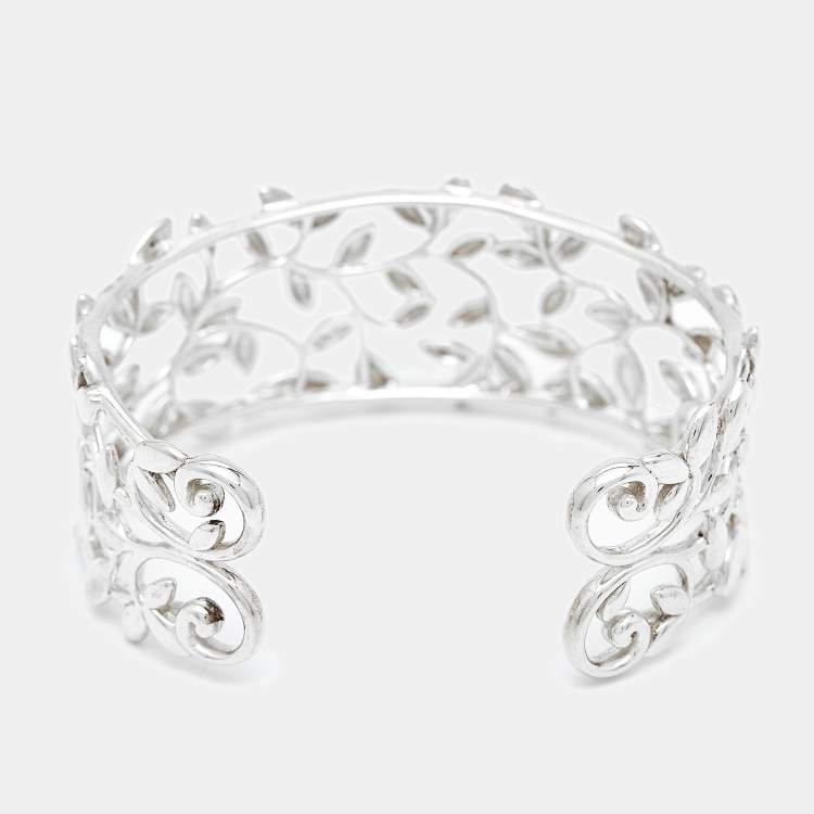 Pre Owned Tiffany & Co. Paloma Picasso Olive Leaf Sterling Silver Open Cuff Bracelet