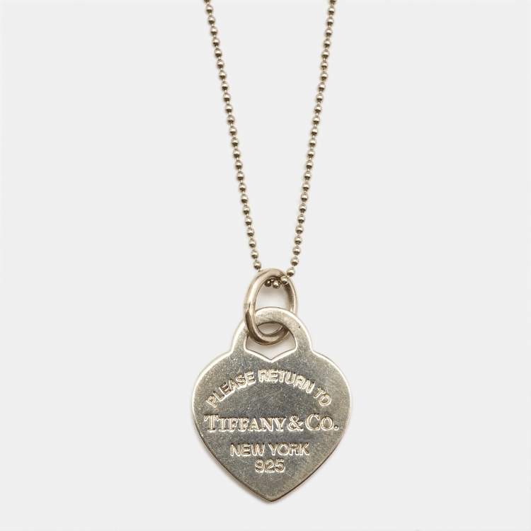 Pre Owned Tiffany & Co. Return To Tiffany Heart Tag Sterling Silver Long Necklace
