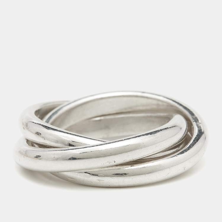 Pre Owned Tiffany & Co. Trio Band Sterling Silver Ring Size 49
