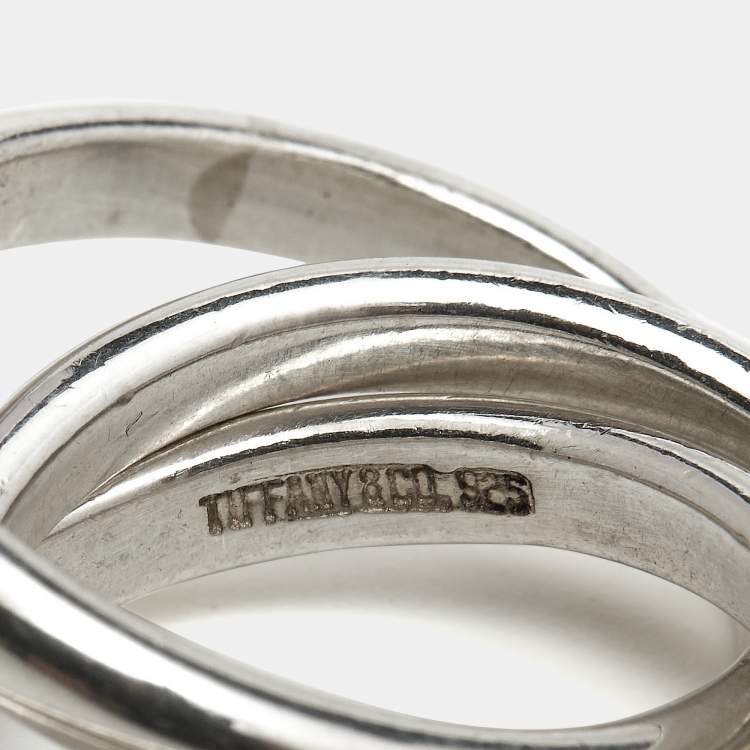 Pre Owned Tiffany & Co. Trio Band Sterling Silver Ring Size 49