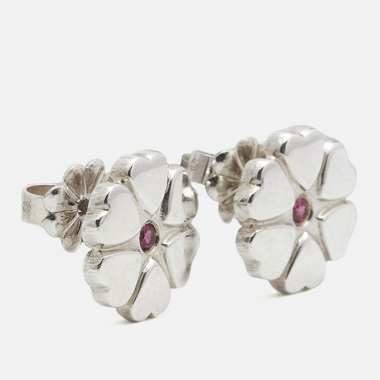 Pre Owned Tiffany & Co. Paloma Picasso Pink Sapphire Sterling Silver Earrings