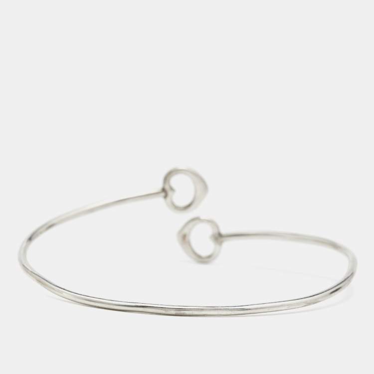 Pre Owned Tiffany & Co. Elsa Peretti Double Open Heart Sterling Silver Bracelet