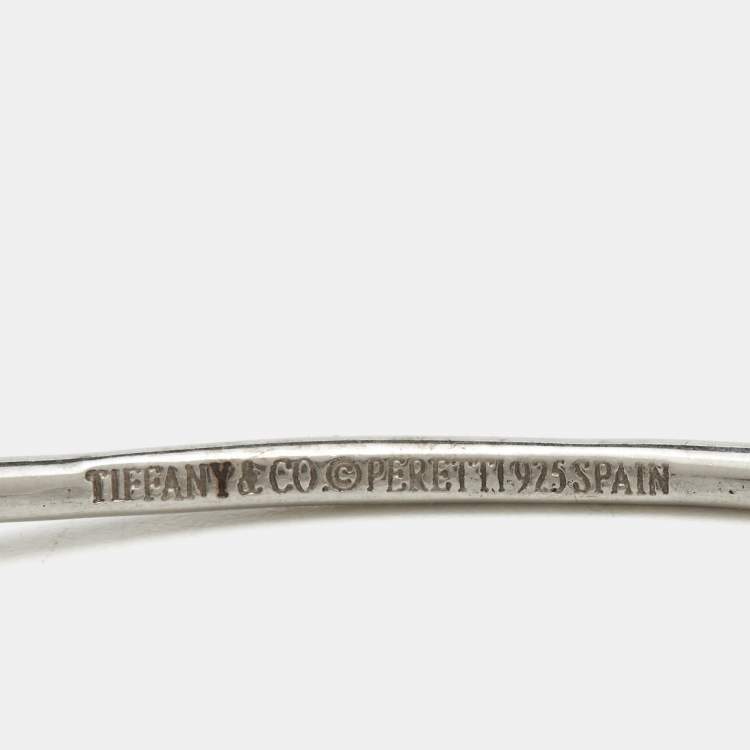 Pre Owned Tiffany & Co. Elsa Peretti Double Open Heart Sterling Silver Bracelet