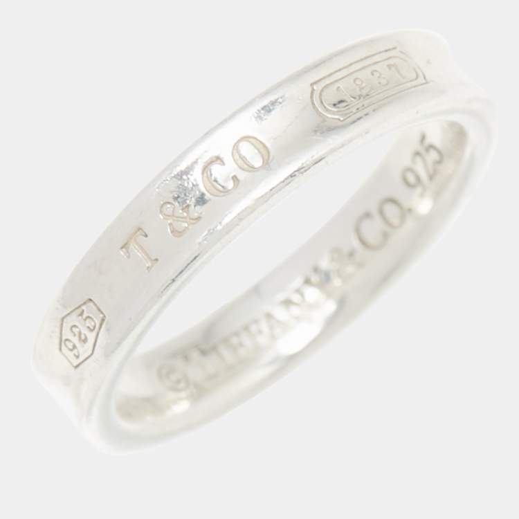 Pre Owned Tiffany & Co. Tiffany 1837 Sterling Silver Band Ring Size 54