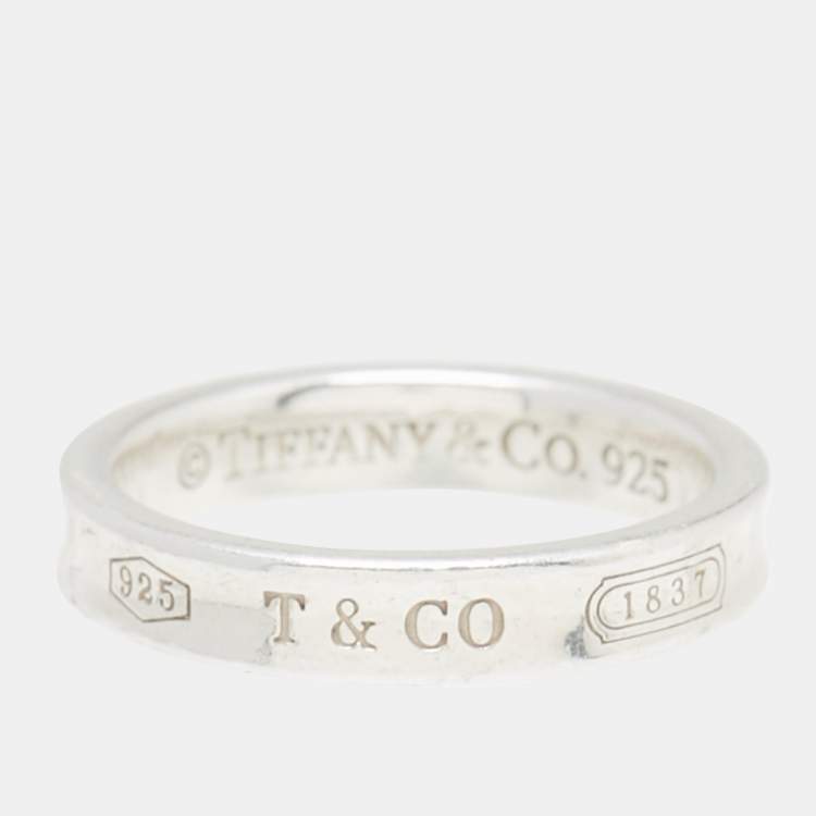 Pre Owned Tiffany & Co. Tiffany 1837 Sterling Silver Band Ring Size 54