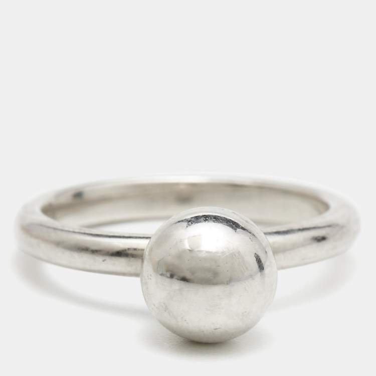 Pre Owned Tiffany & Co. HardWear Ball Sterling Silver Ring Size 51