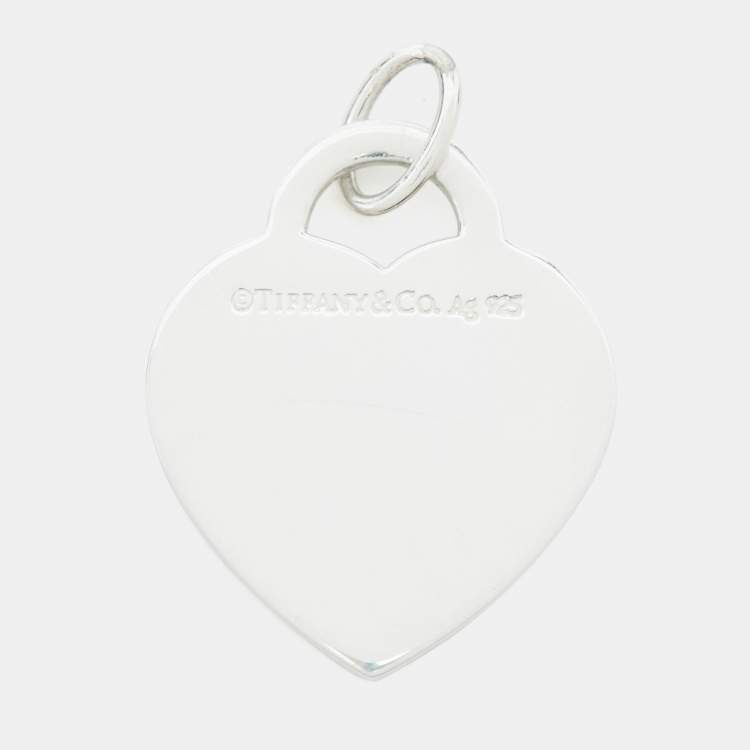 Pre Owned Tiffany & Co. Heart tag “Love You” Enamel Sterling Silver Pendant