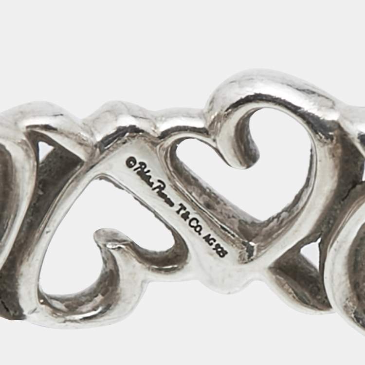 Pre Owned Tiffany & Co. Paloma Picasso Loving Heart Sterling Silver Band Ring Size 52