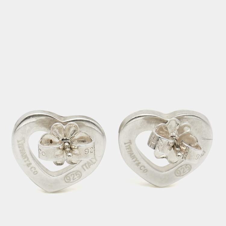 Pre Owned Tiffany & Co. Open Heart Silver Stud Earrings