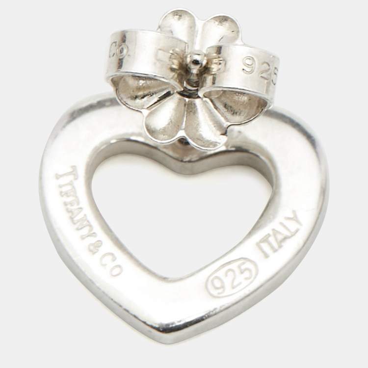 Pre Owned Tiffany & Co. Open Heart Silver Stud Earrings