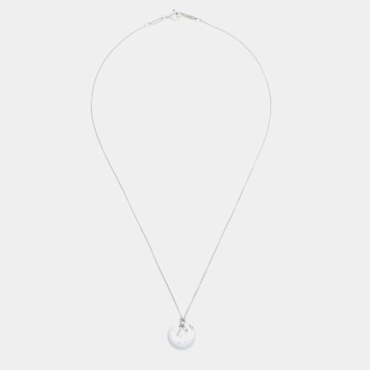 Pre Owned Tiffany & Co. Elsa Peretti Round Disc Sterling Silver Pendant Necklace