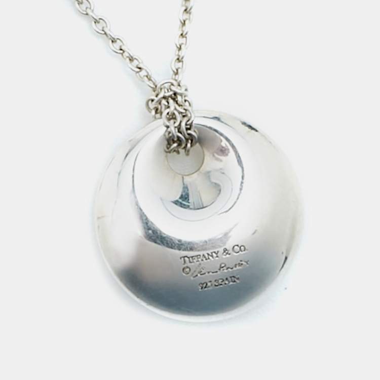 Pre Owned Tiffany & Co. Elsa Peretti Round Disc Sterling Silver Pendant Necklace
