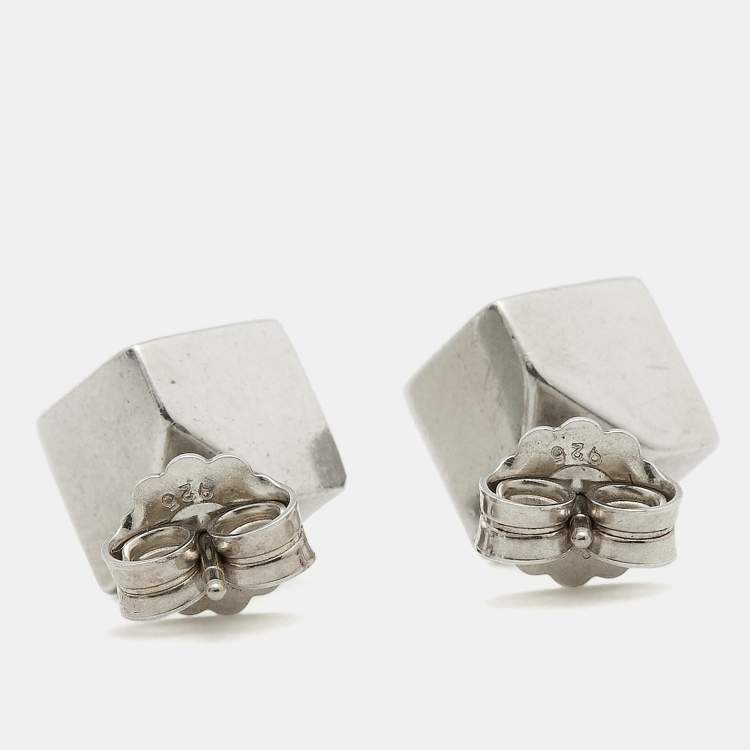 Pre Owned Tiffany & Co. Cube Sterling Silver Stud Earrings