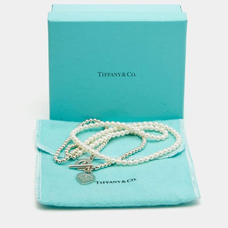 Pre Owned Tiffany & Co. Return to Tiffany & Co. Sterling Silver Pearl Wrap Necklace