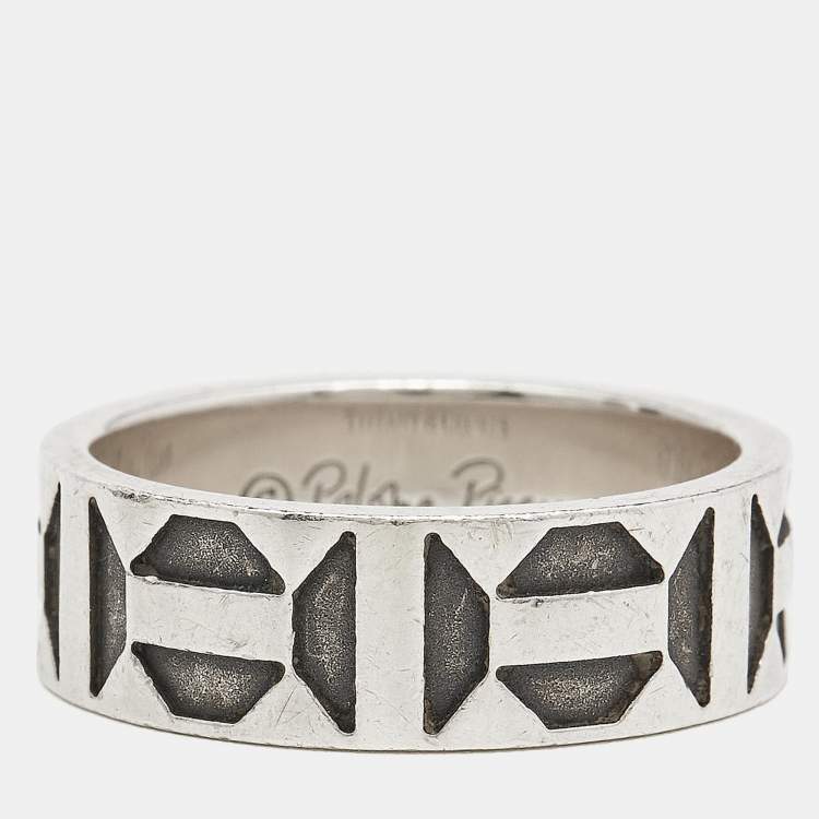 Pre Owned Tiffany & Co.  Paloma Picasso Zellige Sterling Silver Band Ring Size 59