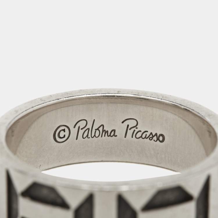 Pre Owned Tiffany & Co.  Paloma Picasso Zellige Sterling Silver Band Ring Size 59