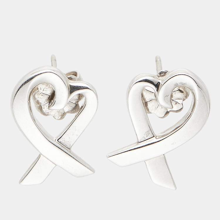 Pre Owned Tiffany & Co. Paloma Picasso Loving Heart Sterling Silver Stud Earring