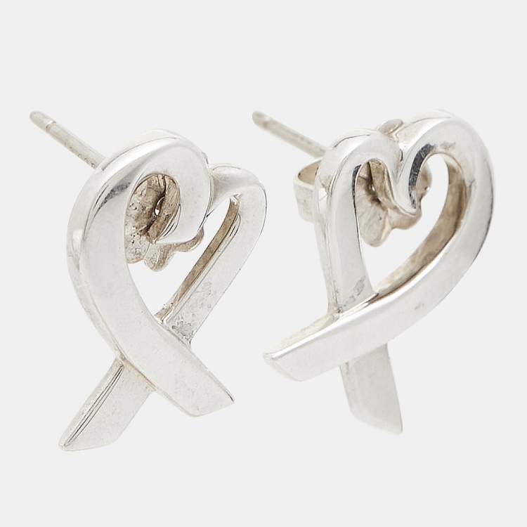 Pre Owned Tiffany & Co. Paloma Picasso Loving Heart Sterling Silver Stud Earring