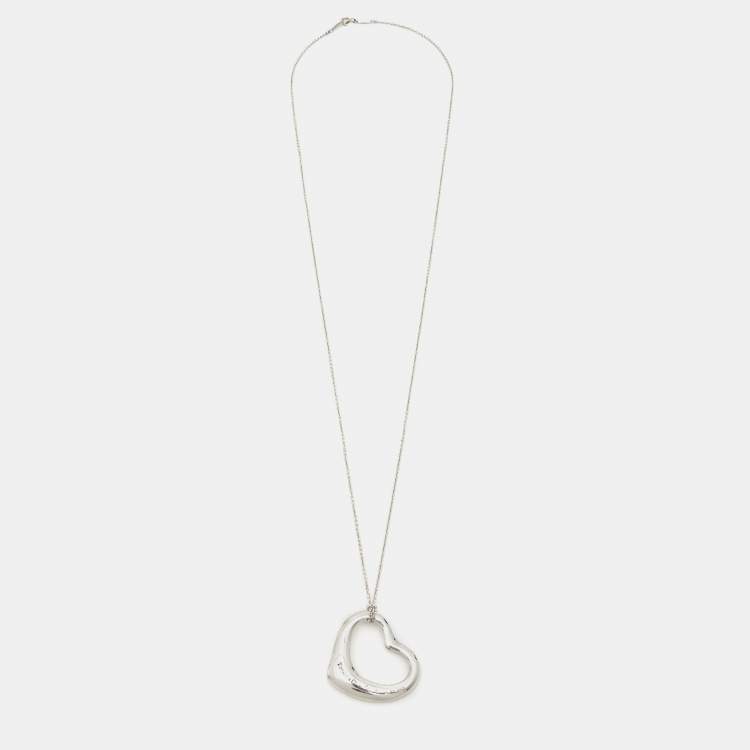 Pre Owned Tiffany & Co. Elsa Peretti Open Heart Sterling Silver Large Model Necklace