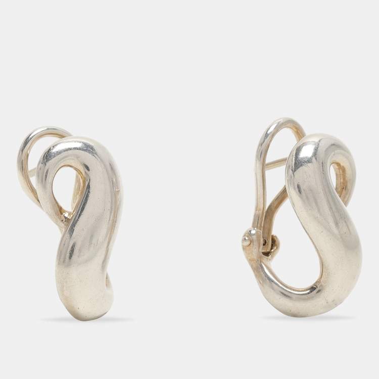 Pre Owned Tiffany & Co. Sterling Silver Infinity Figure 8 Leverback Earrings