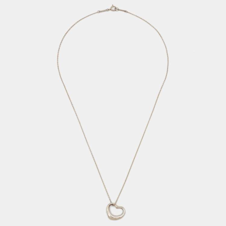 Pre Owned Tiffany & Co. Elsa Peretti Open Heart Sterling Silver Necklace