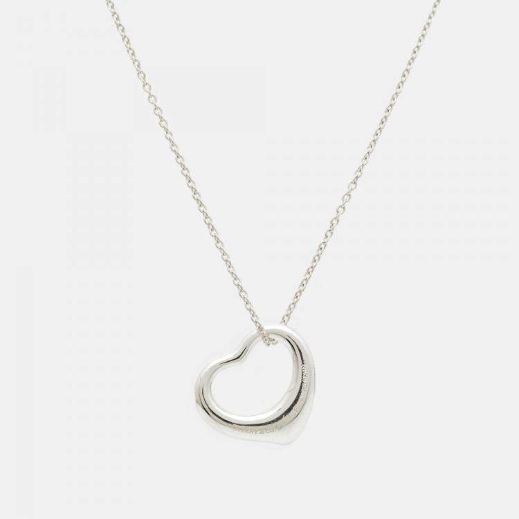 Pre Owned Tiffany & Co. Elsa Peretti Open Heart Sterling Silver Necklace
