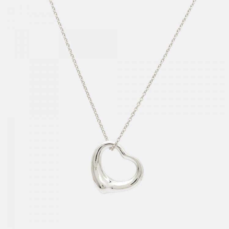 Pre Owned Tiffany & Co. Elsa Peretti Open Heart Sterling Silver Necklace